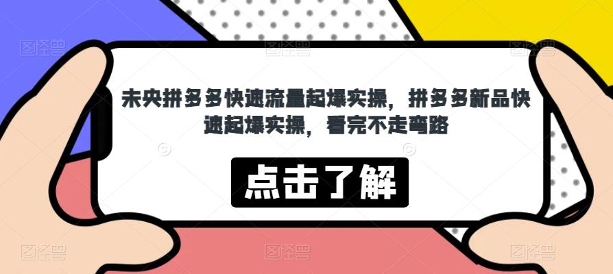 未央拼多多快速流量起爆实操，拼多多新品快速起爆实操，看完不走弯路-灵动共创