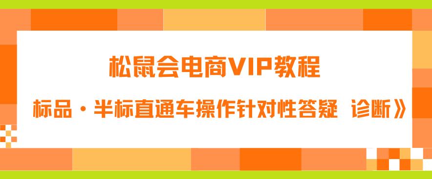 松鼠会电商VIP教程：松鼠《付费推广标品·半标直通车操作针对性答疑&诊断》-灵动共创