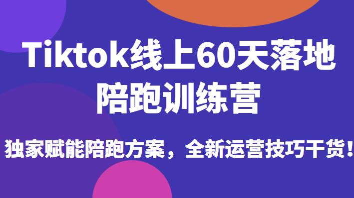 Tiktok线上60天落地陪跑训练营，独家赋能陪跑方案，全新运营技巧干货-灵动共创