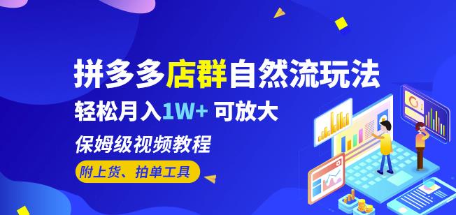 拼多多店群自然流玩法，轻松月入1W+保姆级视频教程（附上货、拍单工具）-灵动共创