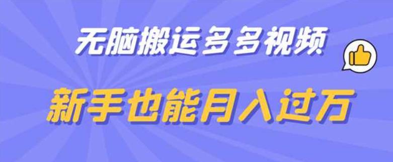 无脑搬运多多视频，新手也能月入过万【揭秘】-灵动共创