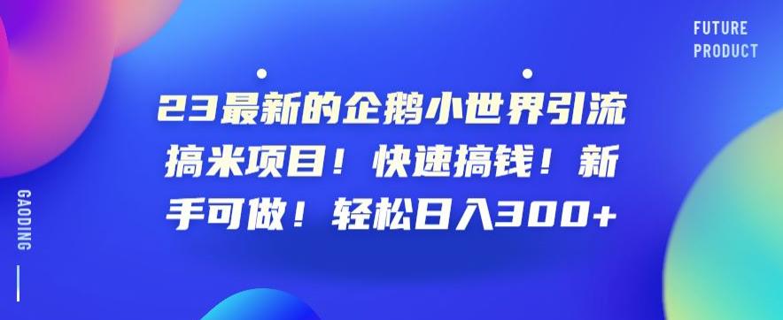 23最新的企鹅小世界引流搞米项目！快速搞钱！新手可做！轻松日入300+【揭秘】-灵动共创