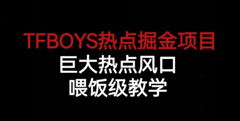 TFBOYS热点掘金项目，巨大热点风口，喂饭级教学-灵动共创