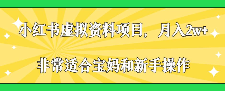 小红书虚拟资料项目，月入2w+，非常适合宝妈和新手操作【揭秘】-灵动共创