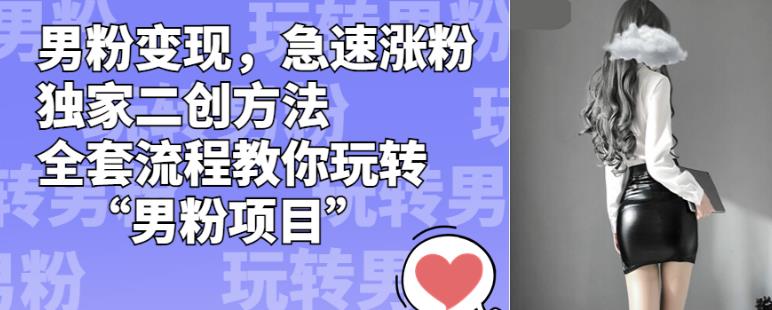 男粉变现，急速涨粉独家二创方法，全套流程教你玩转“男粉项目”【揭秘】-灵动共创