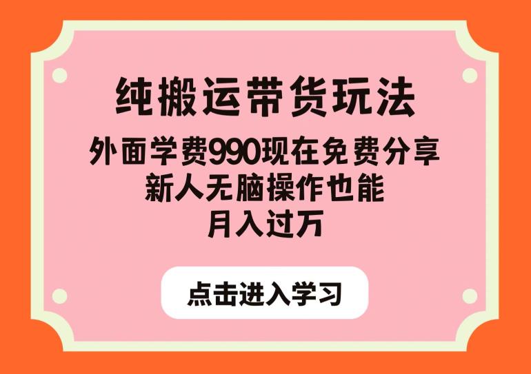 纯搬运带货玩法，外面学费990现在免费分享，新人无脑操作也能月入过万【揭秘】-灵动共创