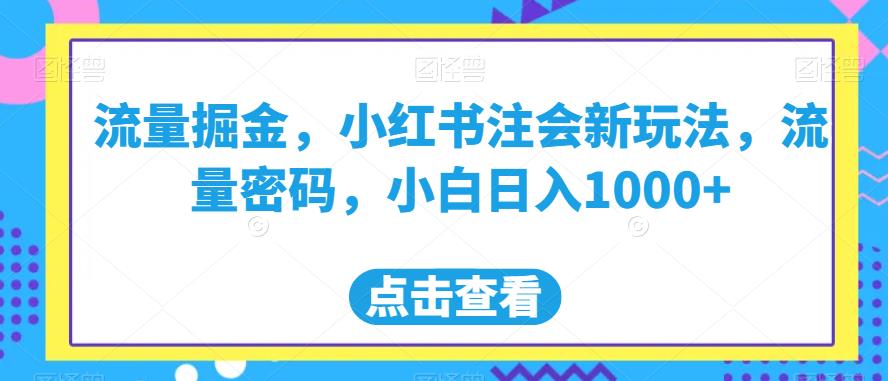 流量掘金，小红书注会新玩法，流量密码，小白日入1000+【揭秘】-灵动共创