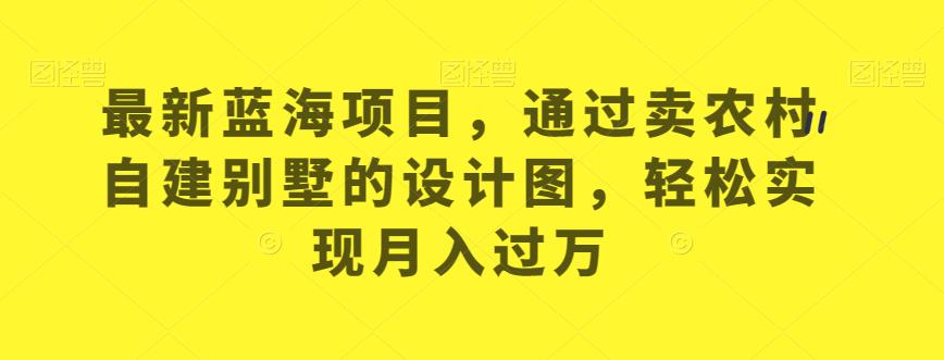 最新蓝海项目，通过卖农村自建别墅的设计图，轻松实现月入过万【揭秘】-灵动共创