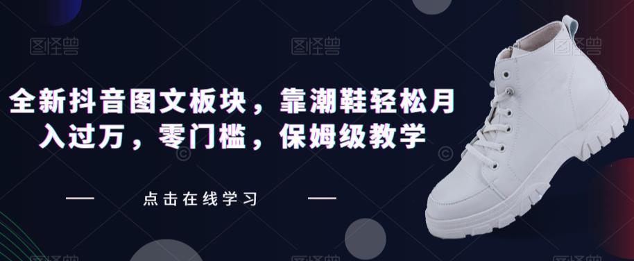全新抖音图文板块，靠潮鞋轻松月入过万，零门槛，保姆级教学【揭秘】-灵动共创