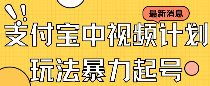 支付宝中视频玩法暴力起号影视起号有播放即可获得收益（带素材）-灵动共创
