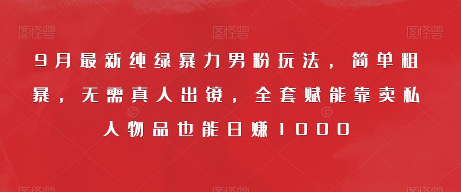 9月最新纯绿暴力男粉玩法，简单粗暴，无需真人出镜，全套赋能靠卖私人物品也能日赚1000-灵动共创