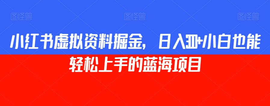 小红书虚拟资料掘金，日入300+小白也能轻松上手的蓝海项目【揭秘】-灵动共创