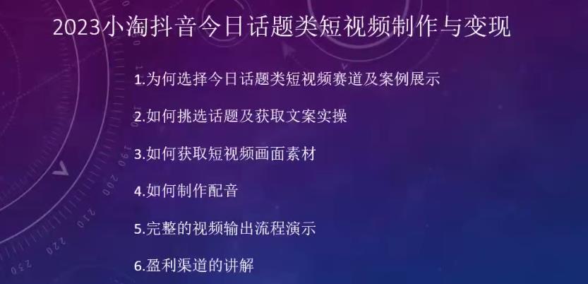 2023小淘抖音今日话题类短视频制作与变现，人人都能操作的短视频项目-灵动共创