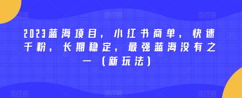 2023蓝海项目，小红书商单，快速千粉，长期稳定，最强蓝海没有之一（新玩法）-灵动共创