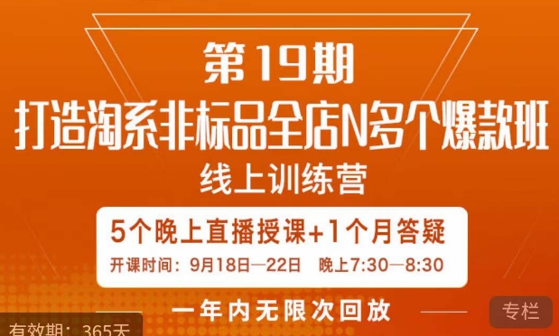 打造淘系非标全店N多个爆款线上课，​5天直播课-灵动共创