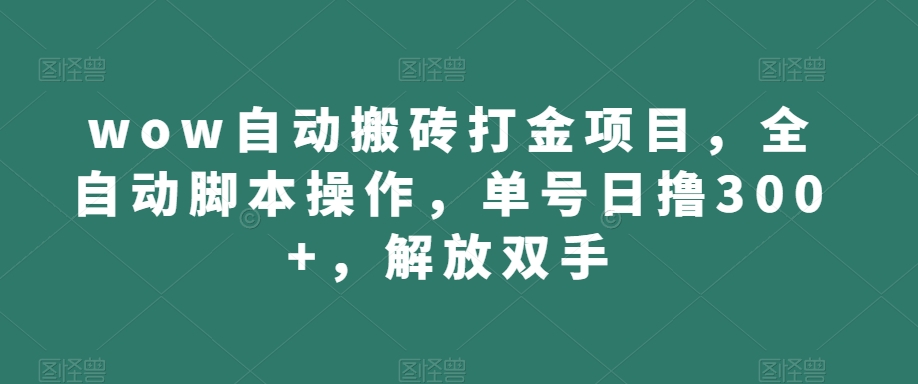 wow自动搬砖打金项目，全自动脚本操作，单号日撸300+，解放双手【揭秘】-灵动共创
