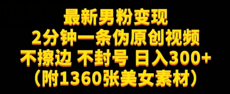 最新男粉变现，不擦边，不封号，日入300+（附1360张美女素材）【揭秘】-灵动共创