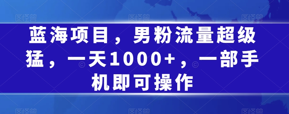 蓝海项目，男粉流量超级猛，一天1000+，一部手机即可操作【揭秘】-灵动共创