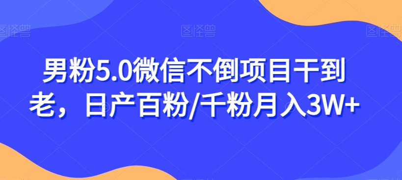 男粉5.0微信不倒项目干到老，日产百粉/千粉月入3W+【揭秘】-灵动共创
