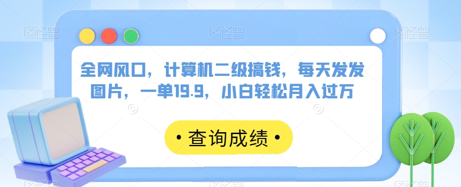 全网风口，计算机二级搞钱，每天发发图片，一单19.9，小白轻松月入过万【揭秘】-灵动共创