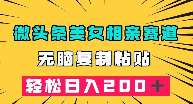 微头条冷门美女相亲赛道，无脑复制粘贴，轻松日入200＋【揭秘】-灵动共创