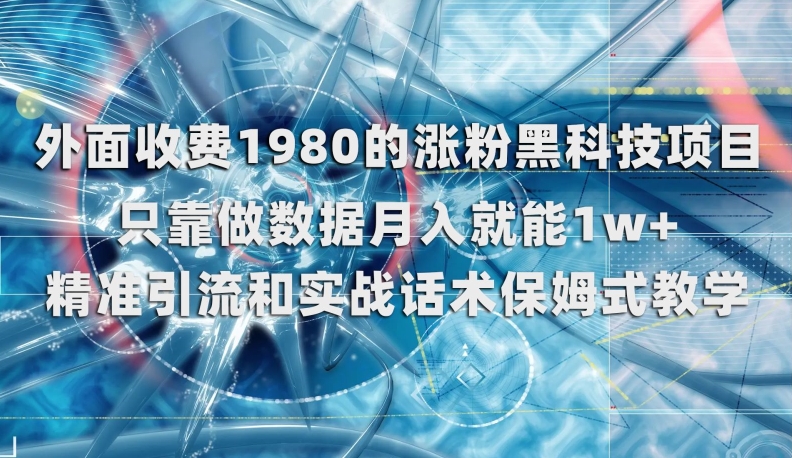 外面收费1980的涨粉黑科技项目，只靠做数据月入就能1w+【揭秘】-灵动共创