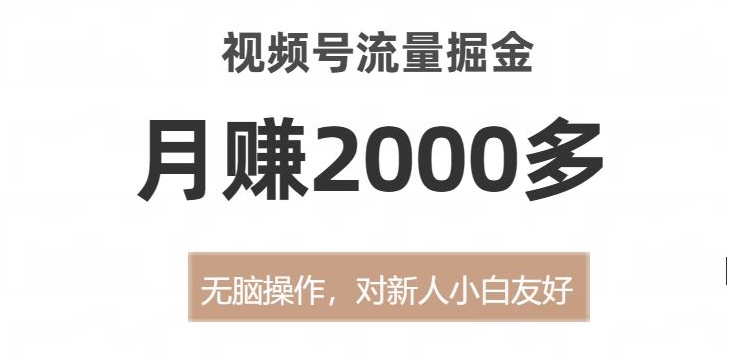 视频号流量掘金，无脑操作，对新人小白友好，月赚2000多【揭秘】-灵动共创