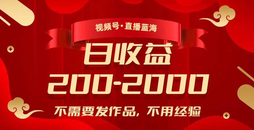 视频号直播蓝海，不需要发作品，不用经验，日入200-2000+【揭秘】-灵动共创