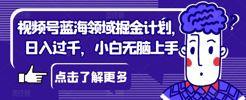 视频号蓝海领域掘金计划，日入过千，小白无脑上手【揭秘】-灵动共创