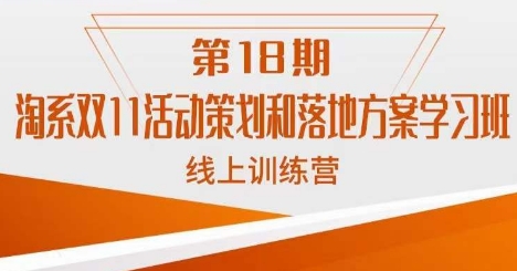南掌柜·淘系双11活动策划和落地方案线上课18期-灵动共创