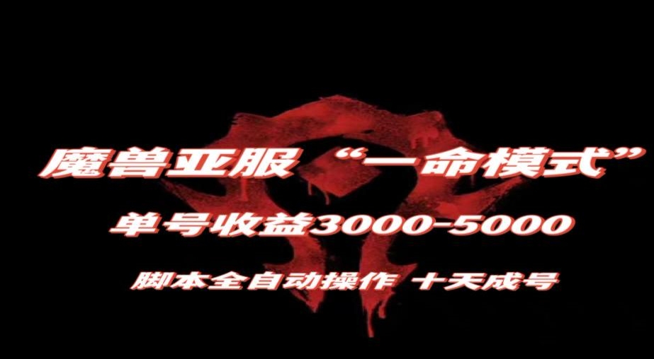 魔兽亚服一命模式，10天成号-单号3千-5千，脚本全自动操作，保姆级教学【揭秘】-灵动共创