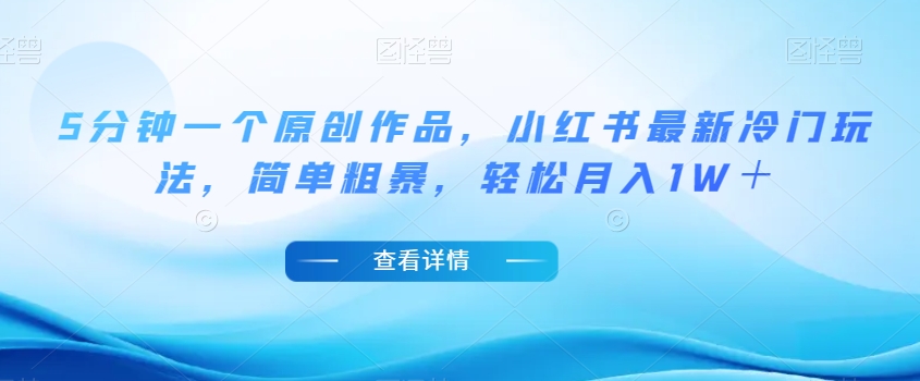 5分钟一个原创作品，小红书最新冷门玩法，简单粗暴，轻松月入1W＋【揭秘】-灵动共创