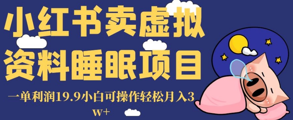 小红书卖虚拟资料睡眠项目，一单利润19.9小白可操作轻松月入3w+【揭秘】-灵动共创