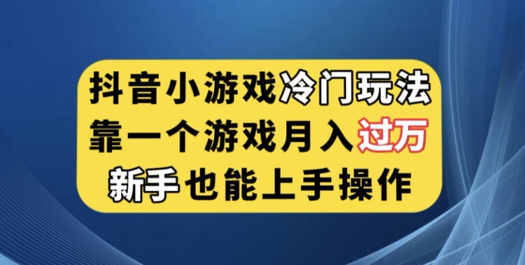 抖音小游戏冷门玩法，靠一个游戏月入过万，新手也能轻松上手【揭秘】-灵动共创
