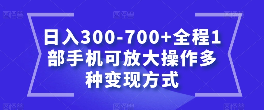 日入300-700+全程1部手机可放大操作多种变现方式【揭秘】-灵动共创