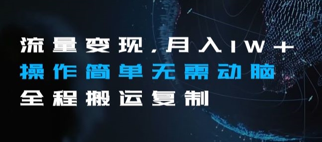流量变现，月入1W+操作简单无需动脑全程搬运复制【揭秘】-灵动共创