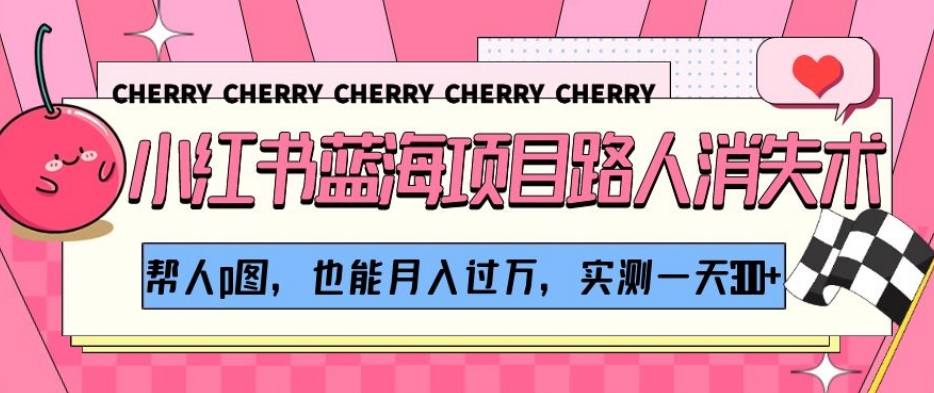 小红书蓝海项目路人消失术，帮人p图，也能月入过万，实测一天300+【揭秘】-灵动共创