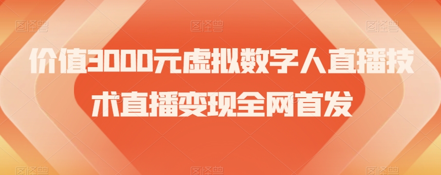 价值3000元虚拟数字人直播技术直播变现全网首发【揭秘】-灵动共创