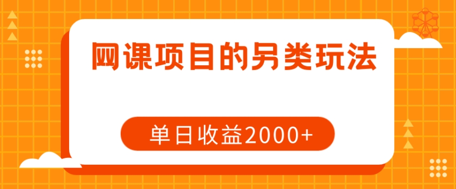 网课项目的另类玩法，单日收益2000+【揭秘】-灵动共创
