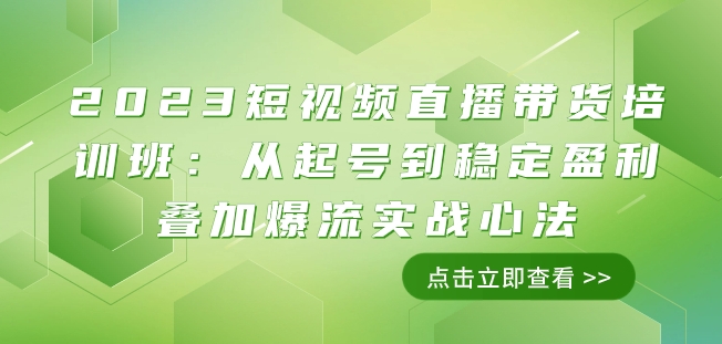 2023短视频直播带货培训班：从起号到稳定盈利叠加爆流实战心法（11节课）-灵动共创