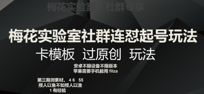 梅花实验室社群连怼起号玩法，卡模板过原创玩法【揭秘】-灵动共创