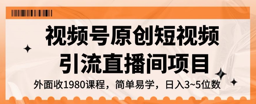 视频号原创短视频引流直播间项目，日入3~5五位数【揭秘】-灵动共创