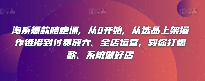 淘系爆款陪跑课，从0开始，从选品上架操作链接到付费放大、全店运营，教你打爆款、系统做好店-灵动共创