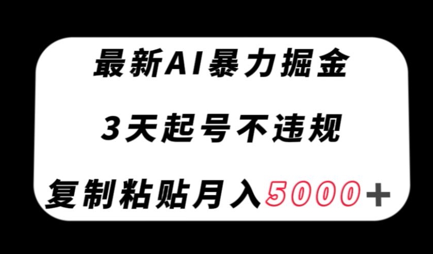 最新AI暴力掘金，3天必起号不违规，复制粘贴月入5000＋【揭秘】-灵动共创
