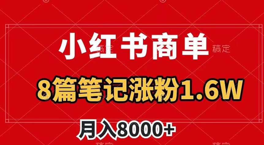 小红书商单最新玩法，8篇笔记涨粉1.6w，作品制作简单，月入8000+【揭秘】-灵动共创