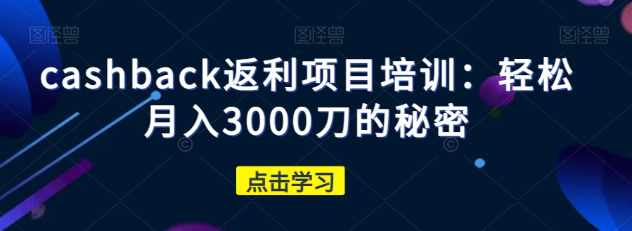 cashback返利项目培训：轻松月入3000刀的秘密-灵动共创