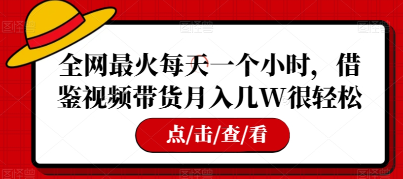 全网最火每天一个小时，借鉴视频带货月入几W很轻松【揭秘】-灵动共创