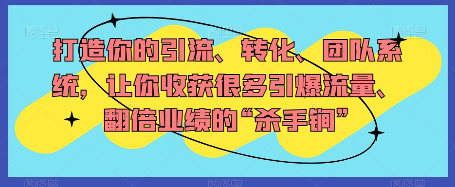 打造你的引流、转化、团队系统，让你收获很多引爆流量、翻倍业绩的“杀手锏”-灵动共创