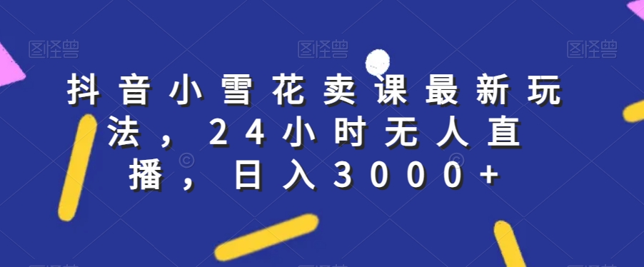 抖音小雪花卖课最新玩法，24小时无人直播，日入3000+【揭秘】-灵动共创