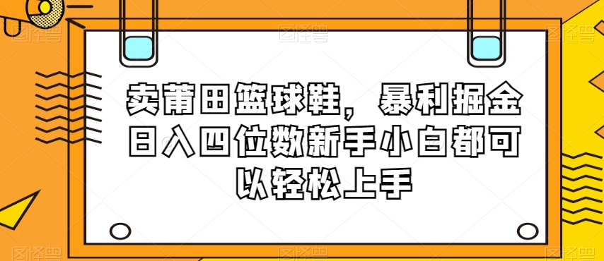 卖莆田篮球鞋，暴利掘金日入四位数新手小白都可以轻松上手【揭秘】-灵动共创